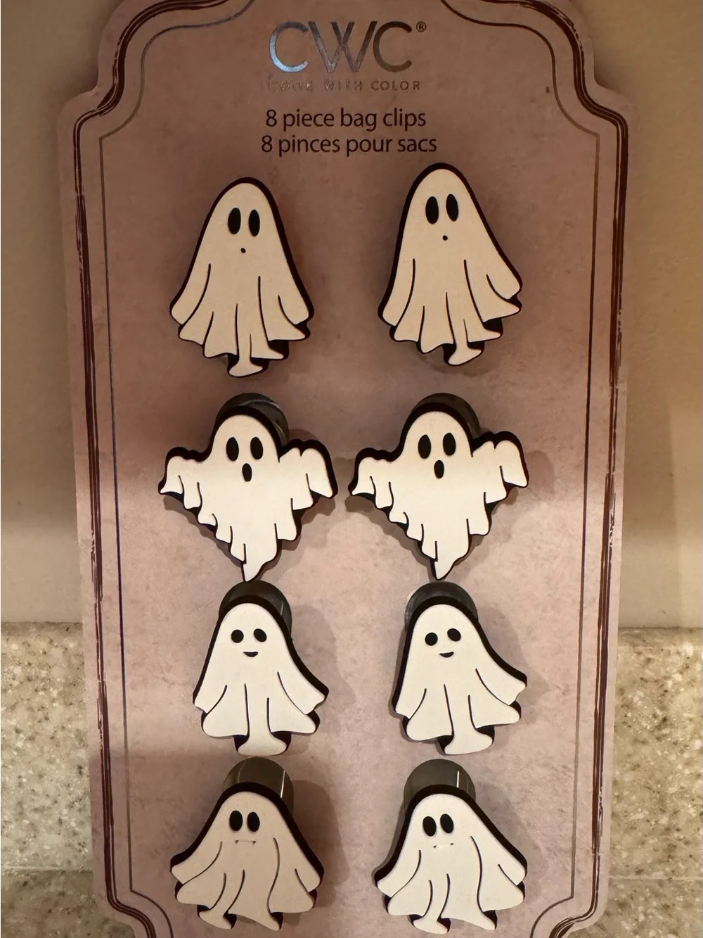 CWC Cook with Color White Ghost Halloween Magnetic Bag Clips - 8 Piece Set